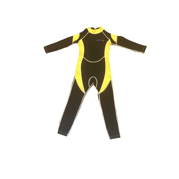 NEW HISEA SCUBA WETSUIT KIDS YOUTH SIZE 6 BLACK & YELLOW FULL SUIT SCUBA DONKEY - Picture 1 of 5